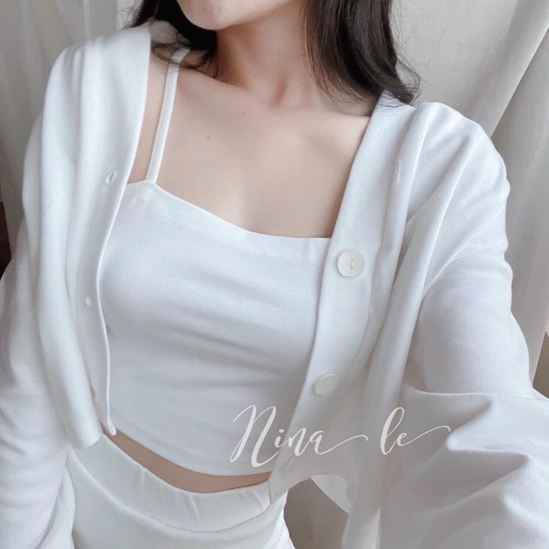 Set 3 món kèm chân váy siêu cute kèm hình thật, áo trong có mút