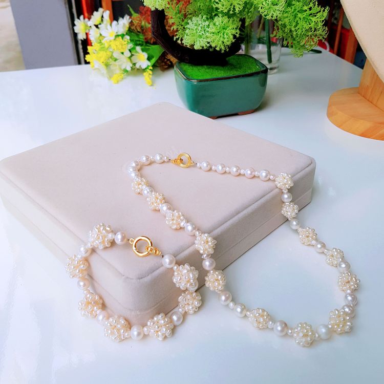 Bộ Trang Sức Ngọc Trai Nước Ngọt Thiên Nhiên Cao Cấp 2M - Chuỗi Đơn Kết Chùm Dâu - Trang Sức Cô Tấm - KAITY PEARL - CTJ3611 - Trắng