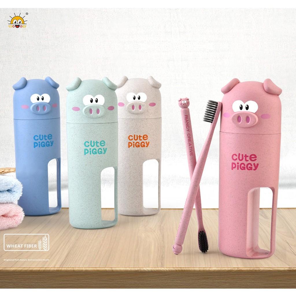 Hộp Đựng Bàn Chải Hình Heo Lúa Mạch Cute Piggy