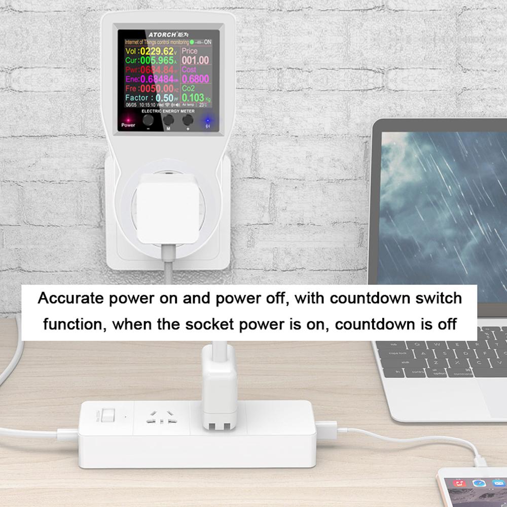 BT Version Intelligent Power Socket Electricity Power Monitor Multi-energy Alternating Current Meter 2.4 inch LCD Color Screen Computers Mobilephone APP Remote Controlling Device