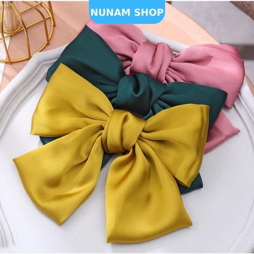 Kẹp tóc nơ size to vải satin phong cách vintage chuẩn form cực đẹp cho nữ Nunam Shop