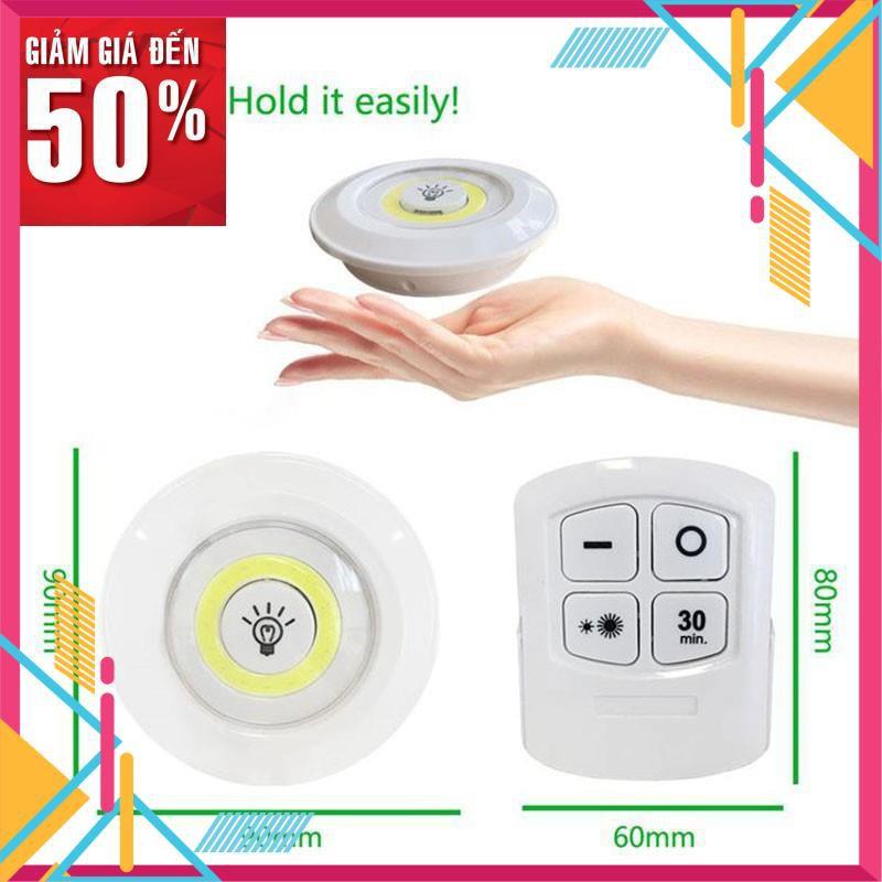 Đèn led dán tường thông minh treo cầu thang phòng ngủ gắn tủ trang trí - Bộ 3 bóng mini Điều khiển từ xa