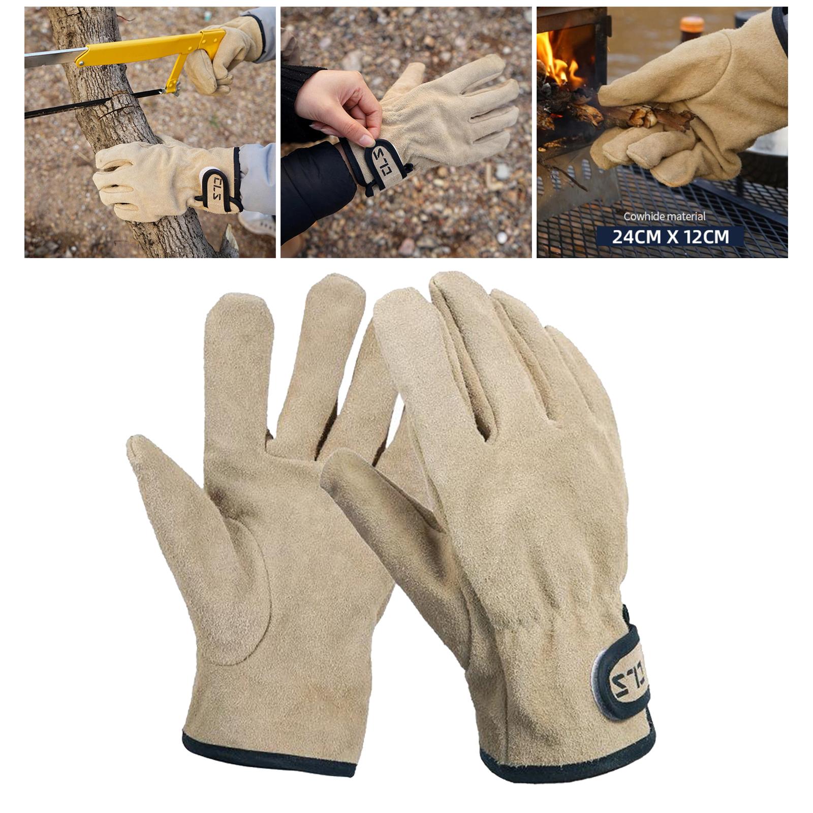 Leather Safety Work Gloves Fire Heat Resistance Gloves BBQ Gardening