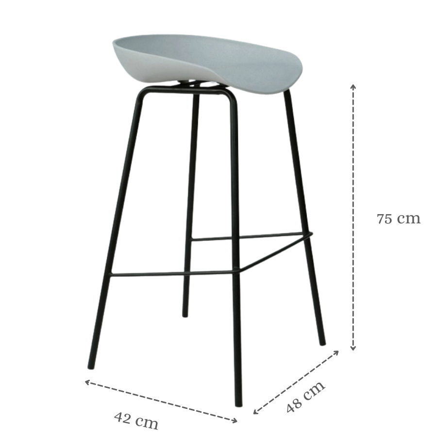 Ghế đảo bếp thân nhựa chân sắt sơn tĩnh điện đen Ghế quầy bar 75cm cho quán café căn hộ CB NIKA-S CAPTA