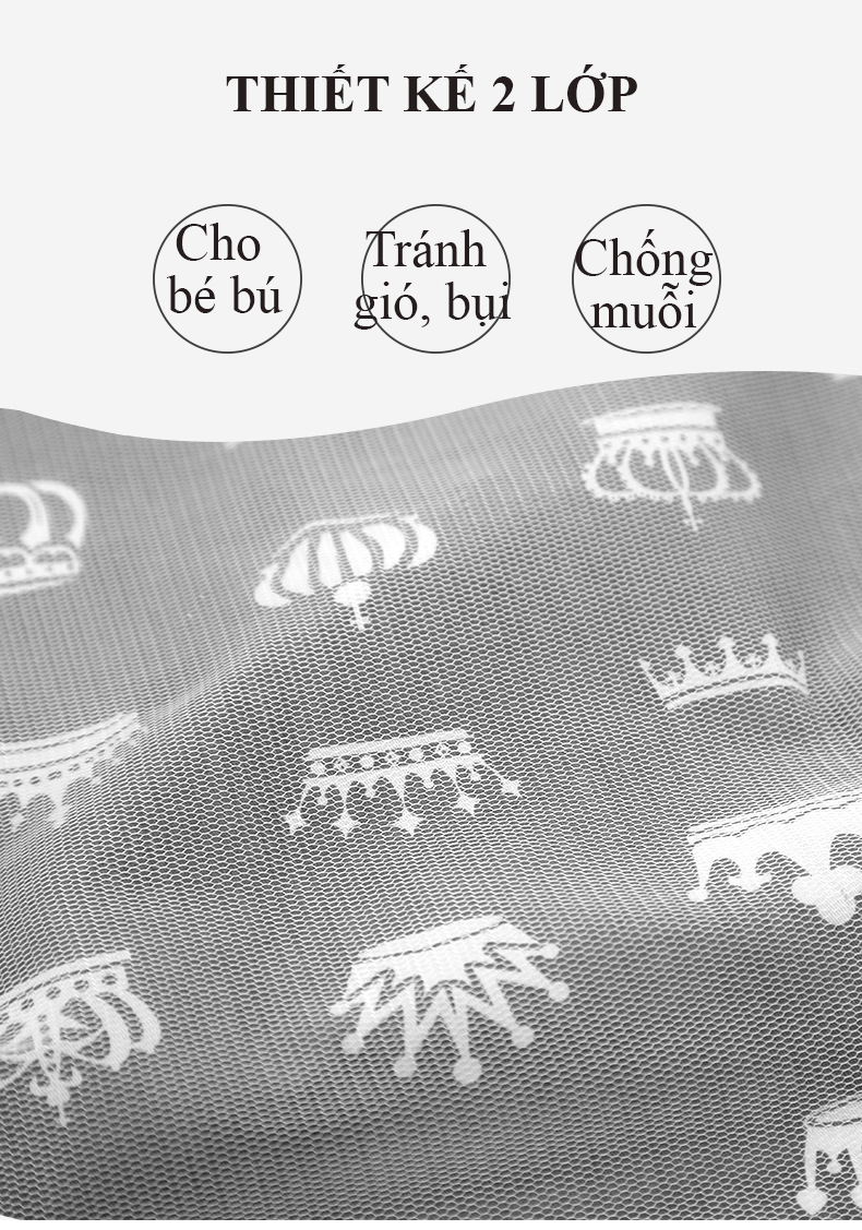 Áo choàng cho bé bú, áo chống nắng cho bé cao cấp 2 lớp có thể làm mùng che cho bé chống côn trùng