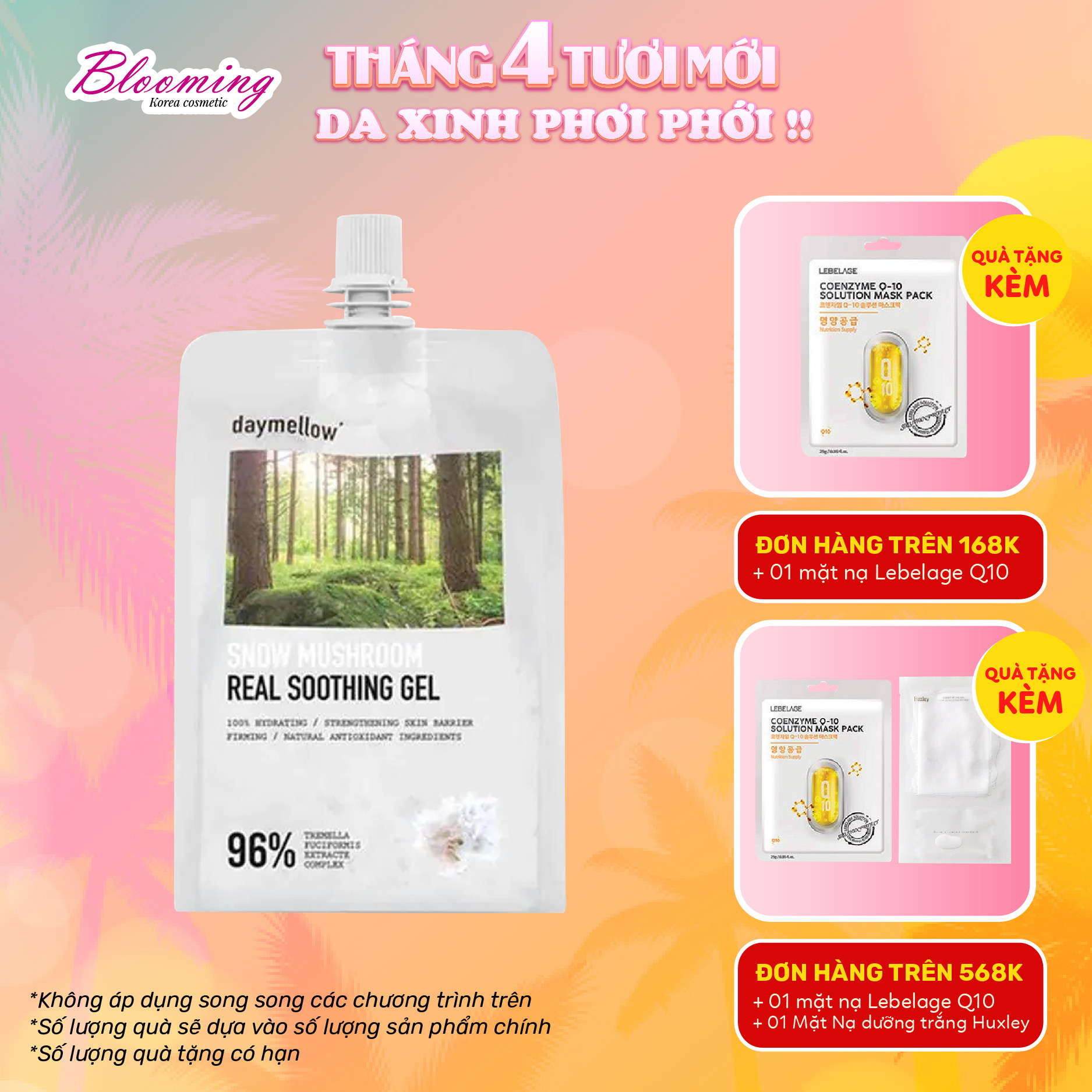 Gel ngăn ngừa lão hóa, giảm nếp nhăn, mờ nám và tàn nhang Daymellow Snow Mushroom Real Soothing 300ml