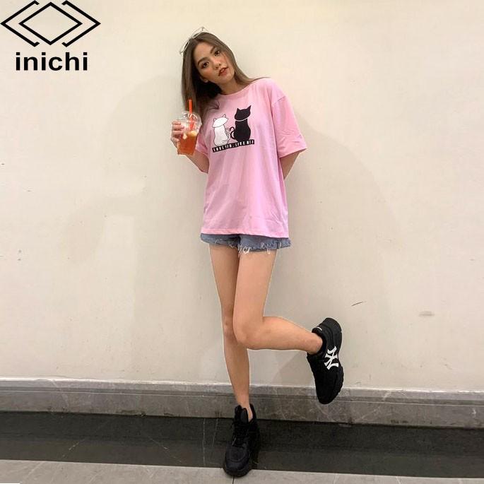 Áo thun unisex A628 tay lỡ in hình form rộng cá tính INICHI