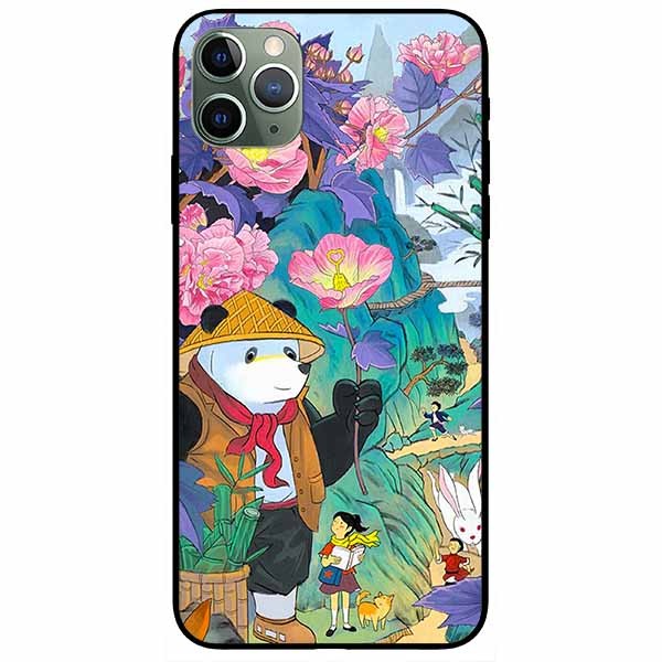 Ốp lưng dành cho Iphone 11 Pro Max mẫu Gấu Cầm Hoa