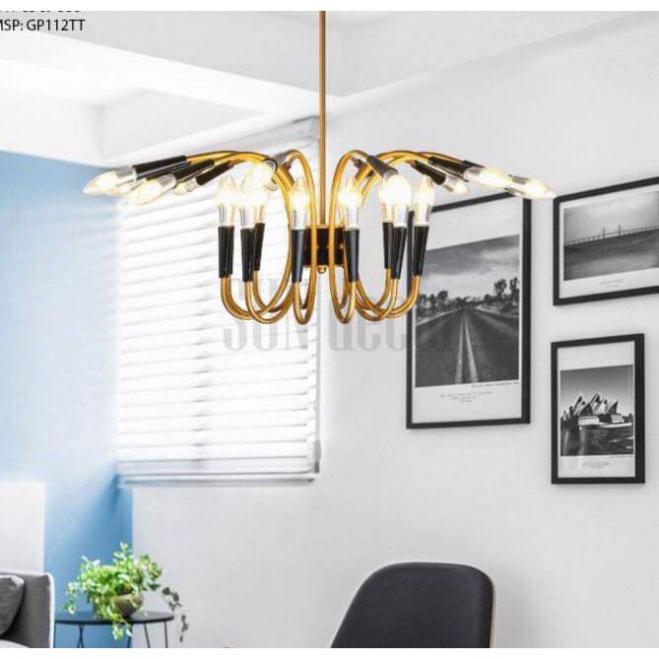 Đèn chùm hoa sen - 24 tay hợp kim mạ vàng đẹp - Tặng kèm bóng led chuyên dụng