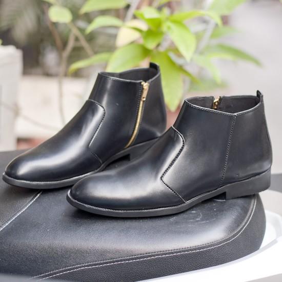 Giày Chelsea Boot Nam Cổ Khóa Da Nhám Màu Đen Cực Chất - CB521-nhamkhoa(HL)- Kèm Vòng Gỗ Huyết Long