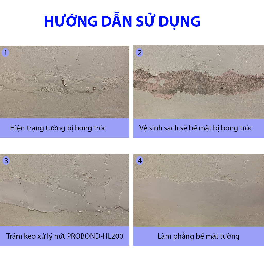 Keo xử lý nứt tường, trám vá tường PROBOND-HL200