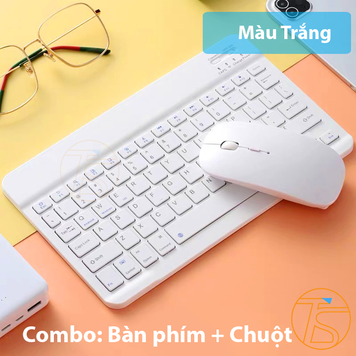 Combo chuột và bàn phím mini 10inch kết nối bluetooth cho laptop, máy tính, điện thoại