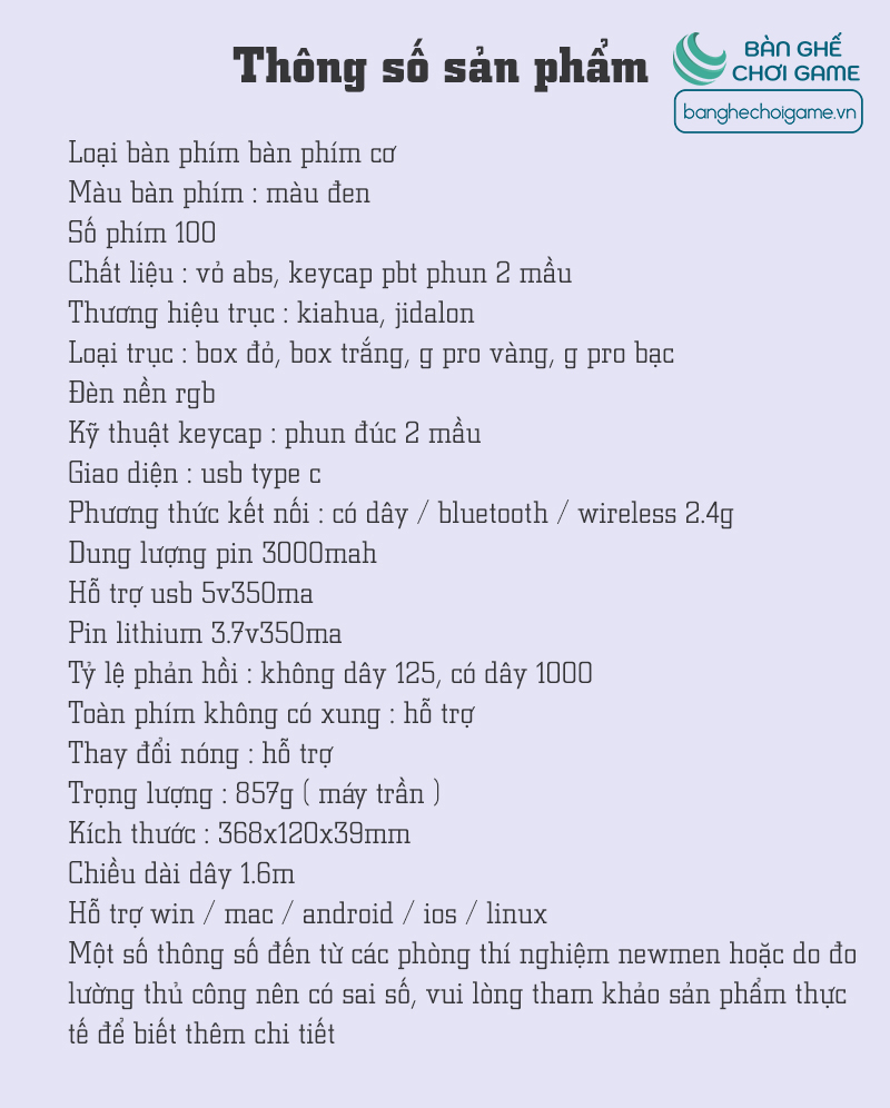 Bàn phím cơ không dây Newmen GM1000 - Kailhbox Switch - Hotswap - Hàng chính hãng