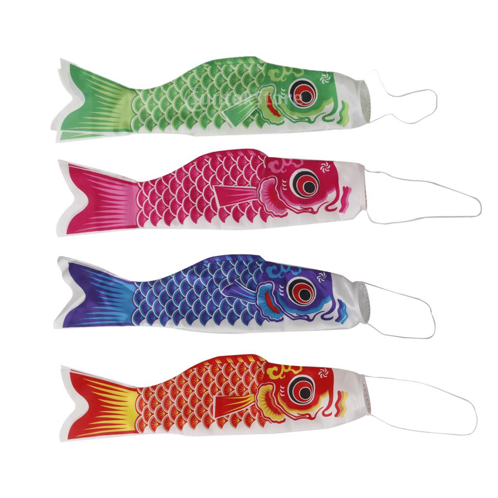 4 Pieces 55cm Japanese Windsock Carp Flag Koi Nobori Sailfish Wind Streamer