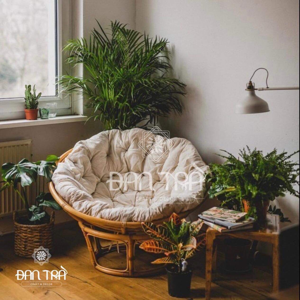 Ghế Mây Lười Đọc Sách- Ghế Mây Papasan 1M2 Kèm Nệm Nhung Cao Cấp To Thoải Mái -Ghế Mây Lười Thư Giãn Đan Trà- Ghế Mây Thư Giãn Đọc Sách- Nội Thất Mây Tre Đan Trà