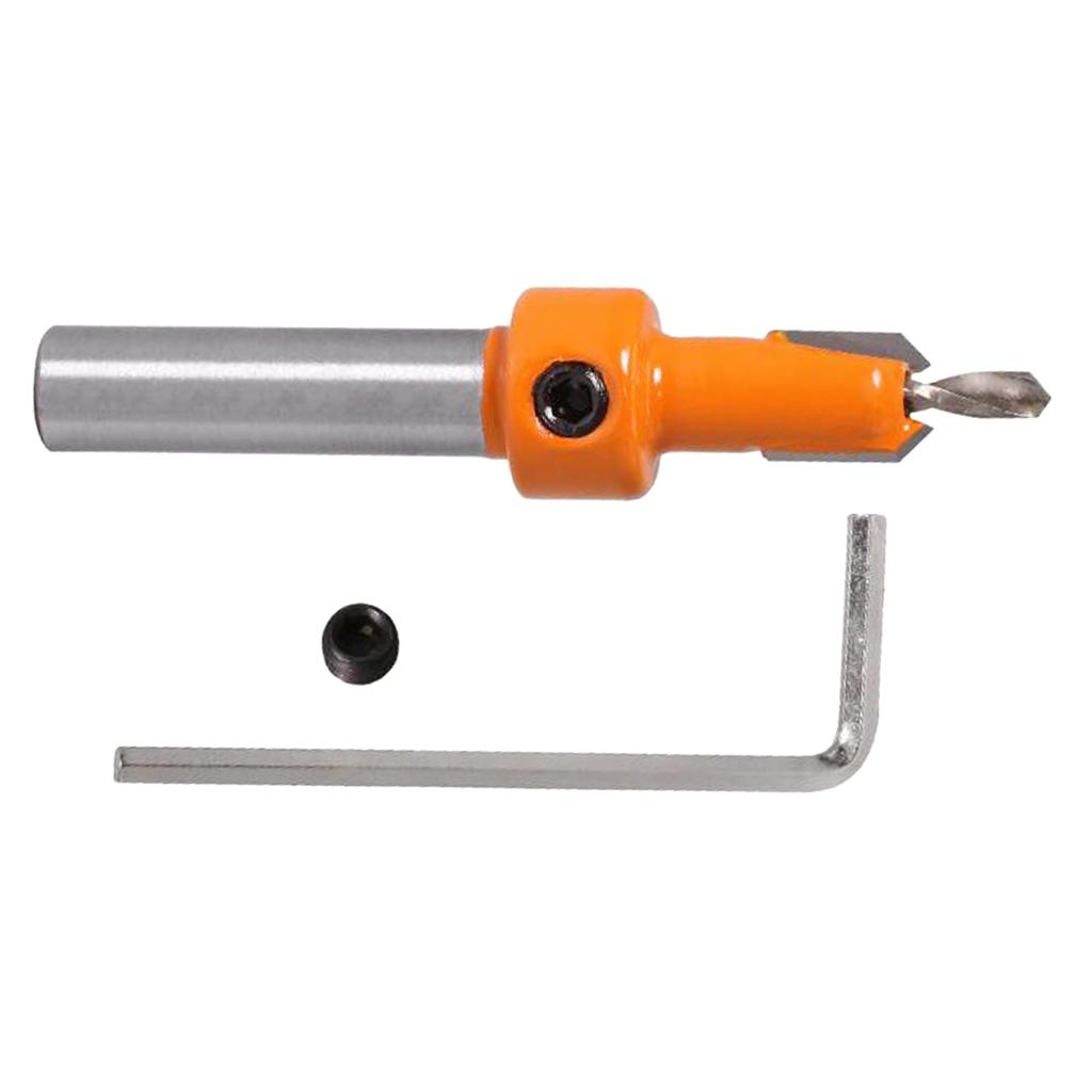 2Pcs Countersink Drill Bits - 8mm Shank Woodworking Chamfer Counter Bit with Key