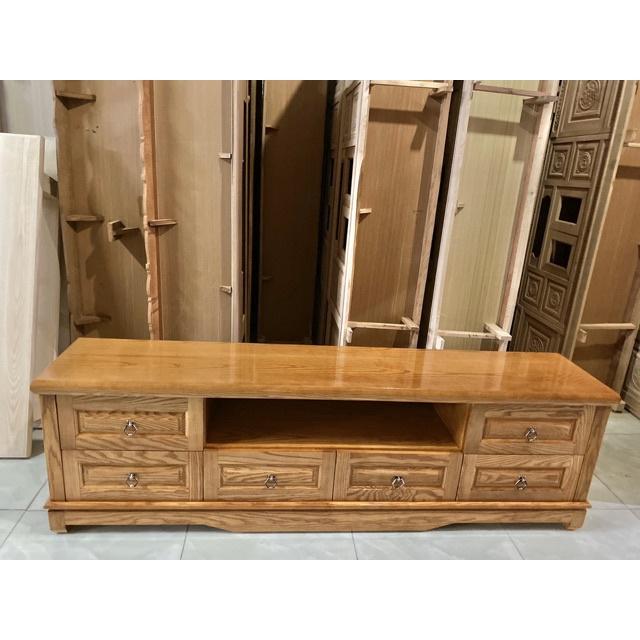 Kệ tivi phẳng 6 ngăn kéo gỗ sồi 1m8/2m*40cm