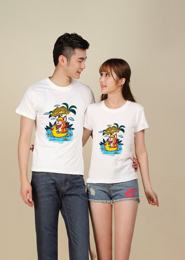 Bộ Áo Thun Đôi Chpi Cuộc Đời Là Những Chuyến Đi Vịt Con Màu Trắng Nam Nữ