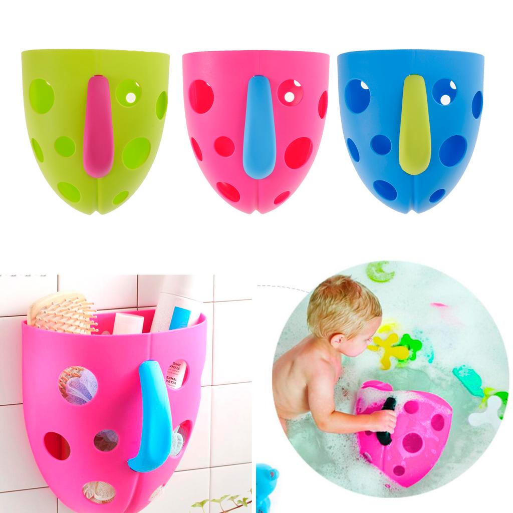 Baby Bathing Accessories Bath Toys Sucker Storage Basket Organizer -Blue