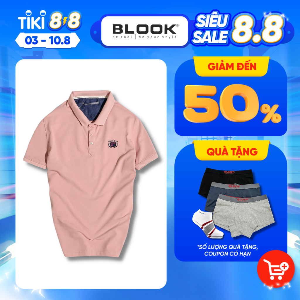 Áo polo nam slimfit BLOOK Vải thun cá sấu 03 màu trẻ trung thêu logo BLOOK STYLE mã 77955 (HÌNH THẬT)