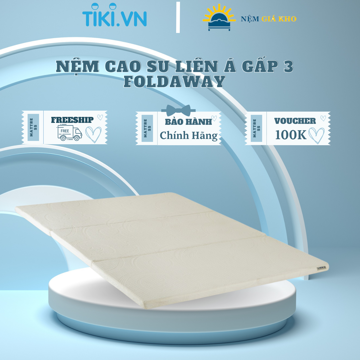 NỆM CAO SU THIÊN NHIÊN GẤP 3 FOLDAWAY LIÊN Á