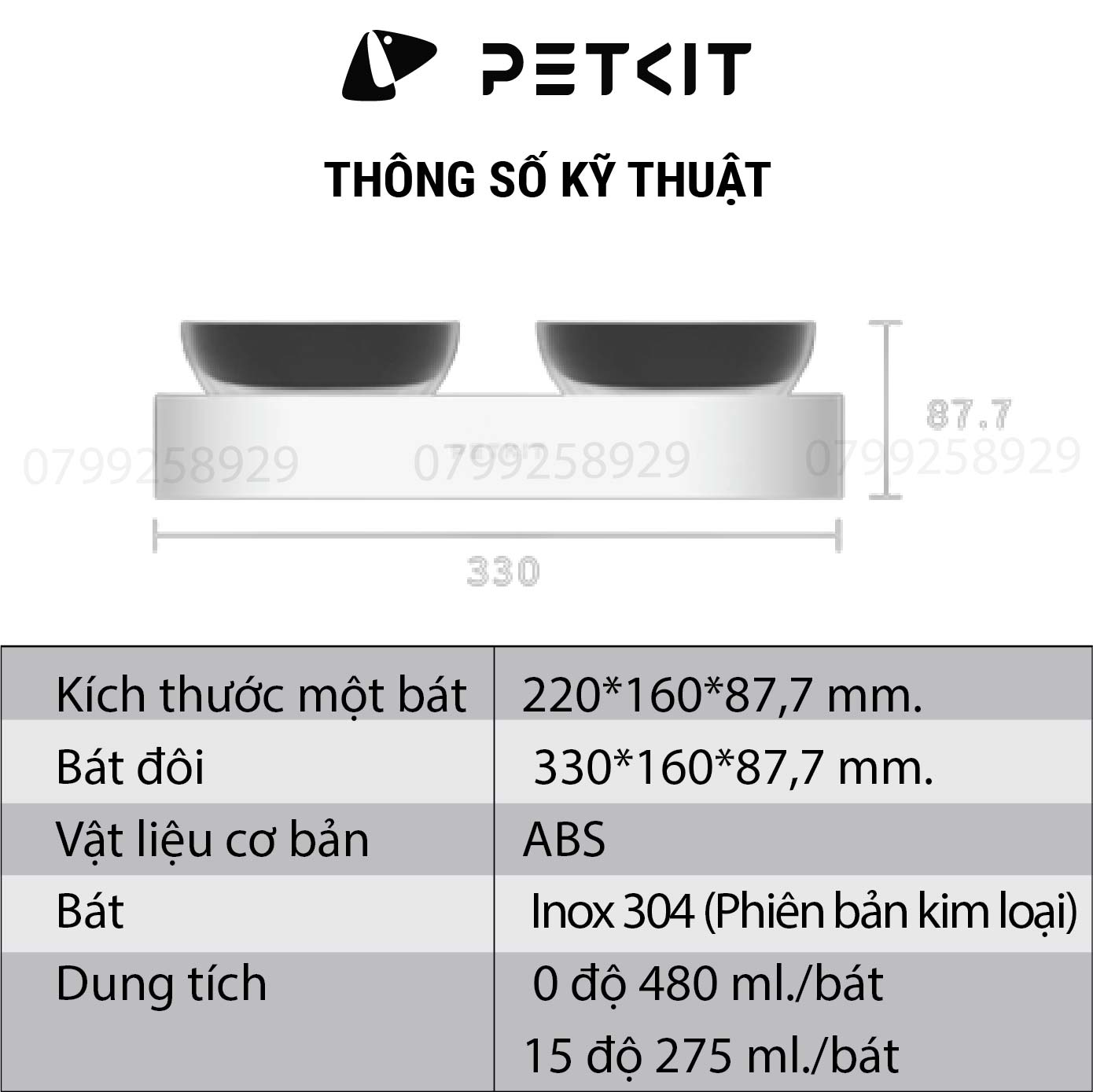Bát Ăn Đôi, Chén Ăn Chống Gù Cho Chó Mèo Petkit
