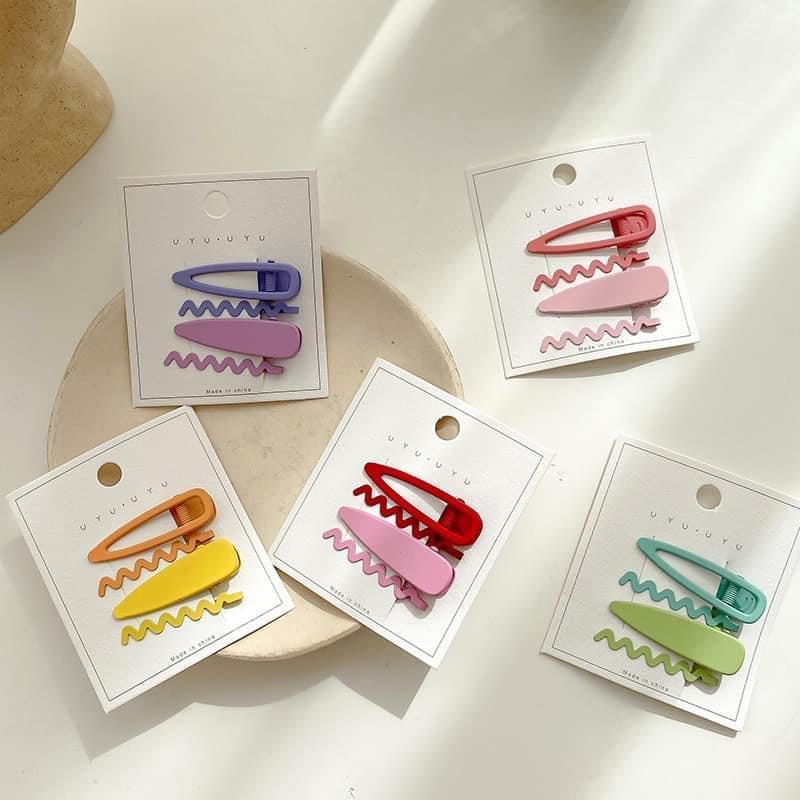 Set cặp tóc tách vintage 4 chi tiết màu sắc mùa hè