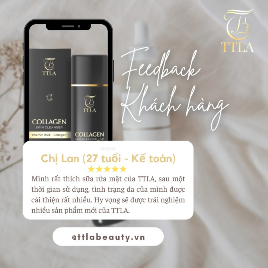 Sữa rửa mặt ngừa mụn cấp ẩm TTLA Collagen Skin Cleanser