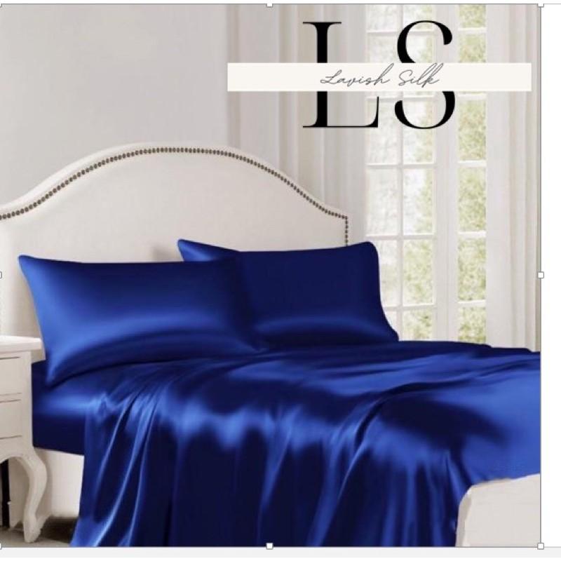 Ga Giường Drap Lẻ Phi Lụa Lavish Silk cao cấp mát lạnh hàng loại 1 không nối vải - Xanh Biển