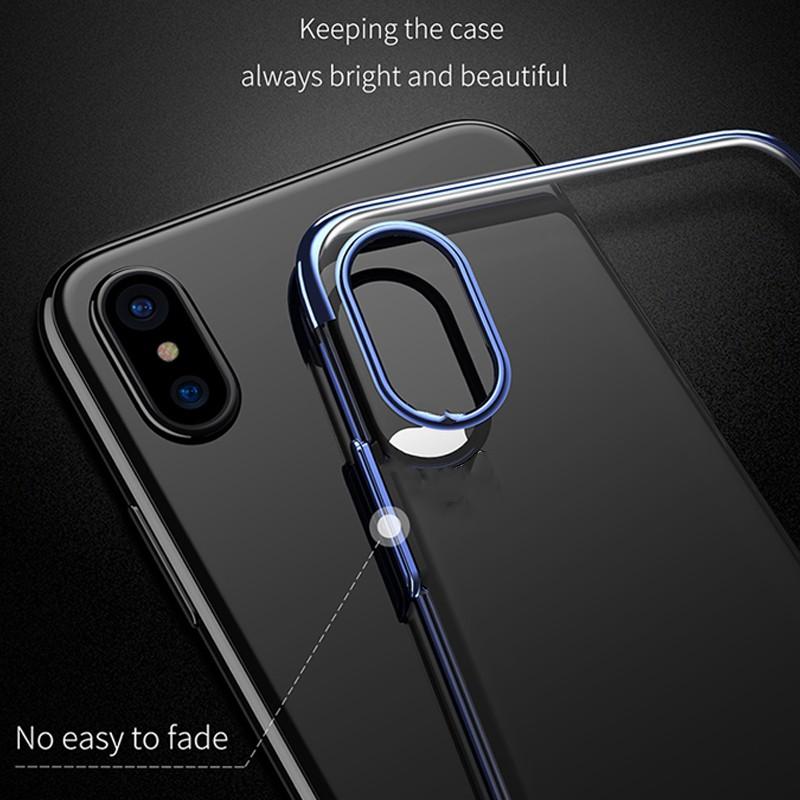 Ốp lưng dành cho Iphone X trong suốt viền màu Glitter chính hãng Baseus