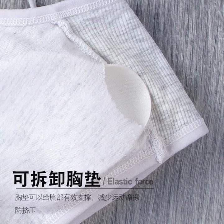 Áo lá học sinh cotton tăm 2 dây mảnh 6059 — Mút tháo rời | Mềm mịn, co giãn, thoáng khí