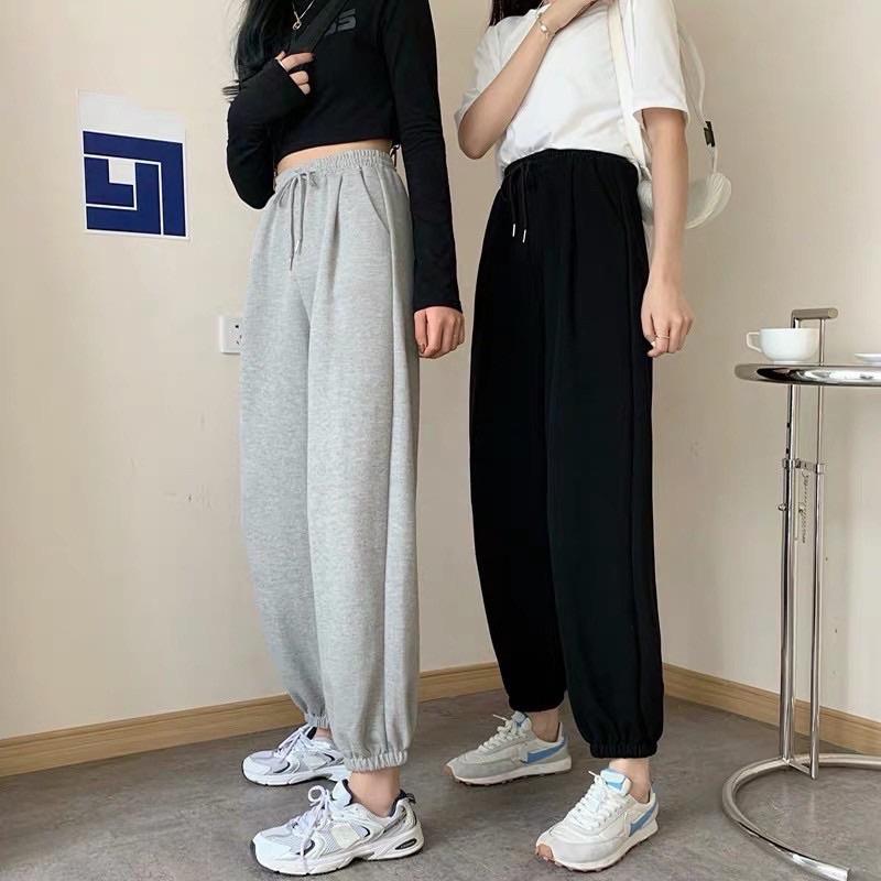 Quần nỉ ống BOOM Unisex - Jogger thun trơn cạp chun dáng rộng, mặc ở nhà đi ngủ ulzzang HOT