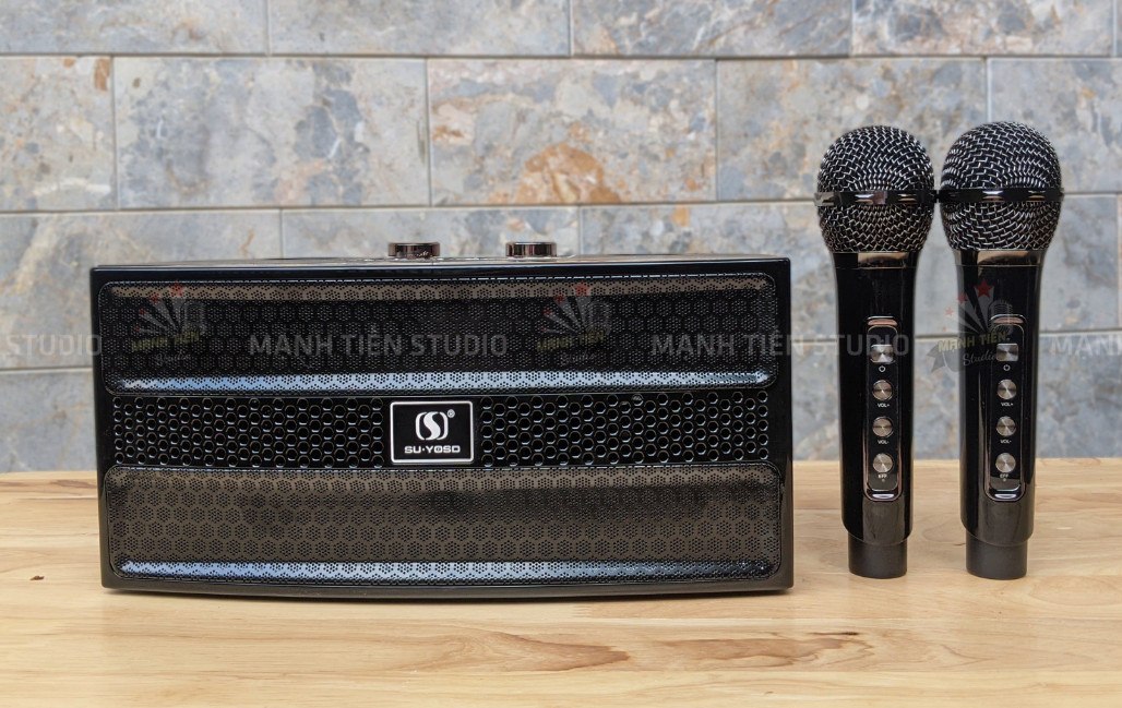 Loa karaoke bluetooth YS 202 - Tặng kèm 2 micro không dây SẠC TỰ ĐỘNG nghe nhạc hát karaoke âm thanh lớn phù hợp văn phòng