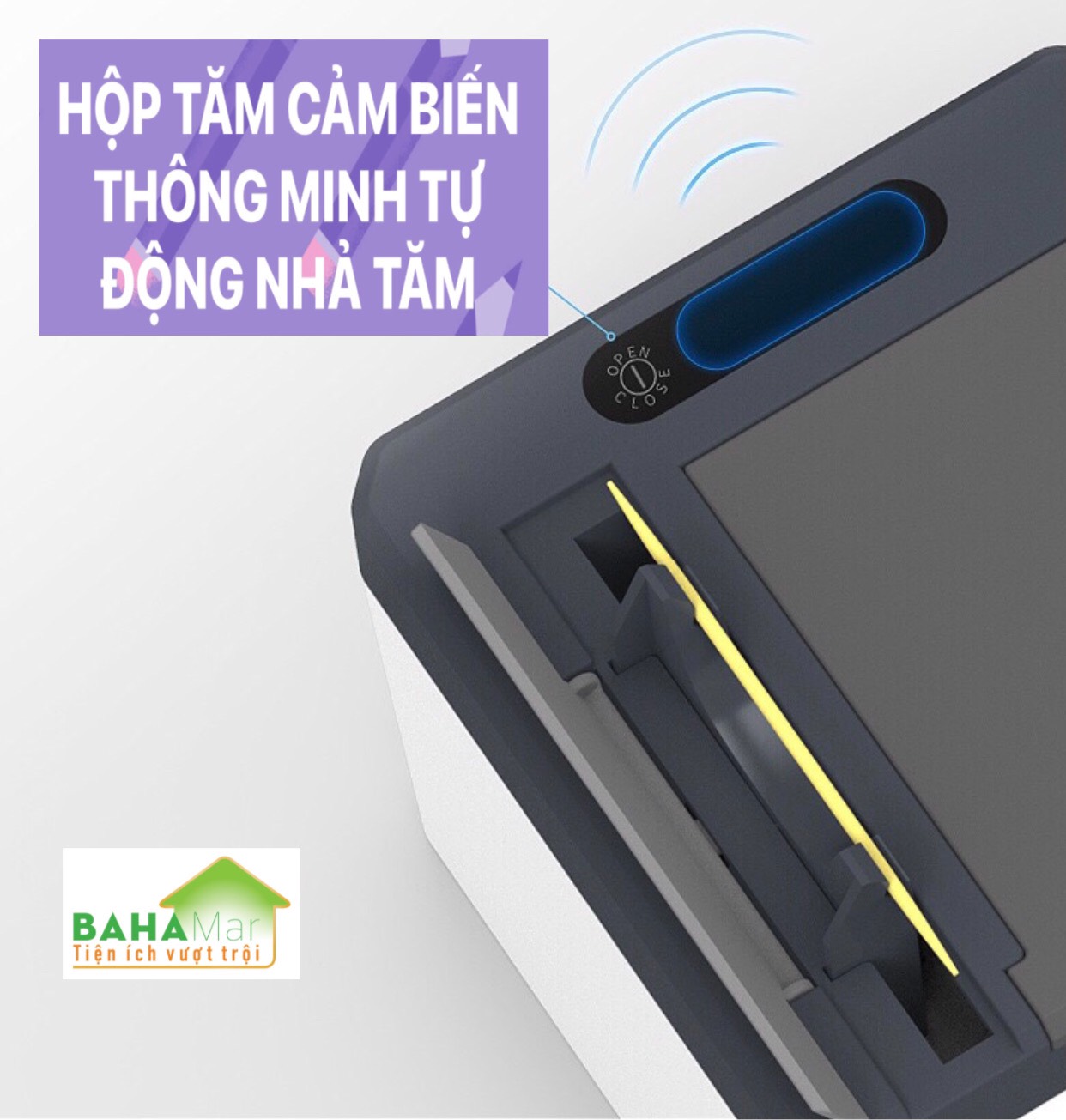 HỘP TĂM CẢM BIẾN THÔNG MINH TỰ ĐỘNG NHẢ TĂM BAHAMAR cảm ứng hồng ngoại sẽ tự mở khi có chuyển động để tăm có thể kéo ra trong vòng 1.5 giây