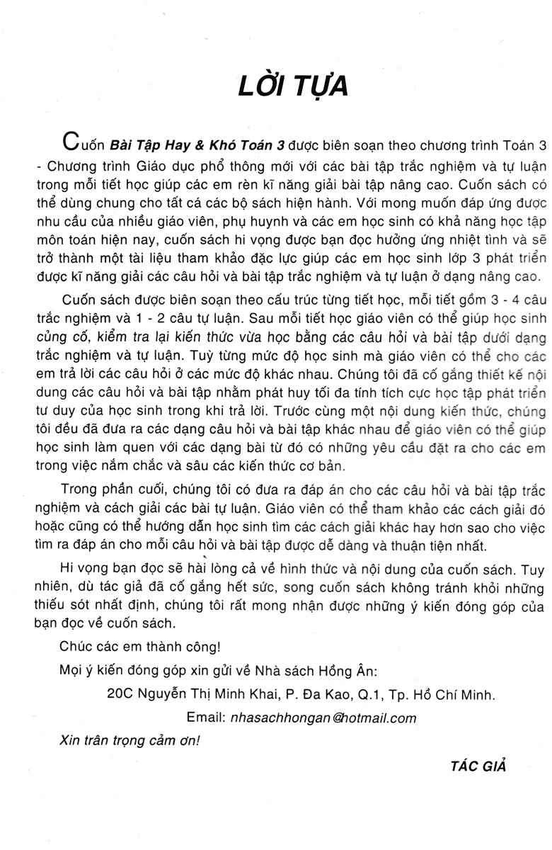 Bài Tập Hay Và Khó Toán Lớp 3 - Tập 1 - HA
