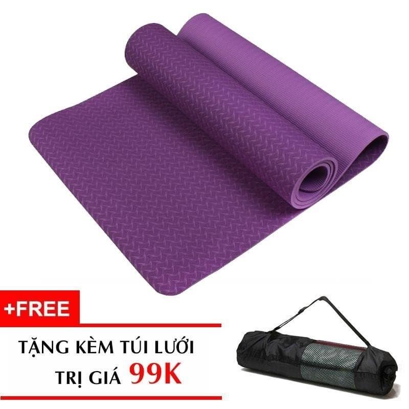 Combo Thảm Tập Yoga Cao Cấp Tpe 2 Lớp Tặng Kèm Túi Lưới - Màu Ngẫu Nhiên - Loại Tốt