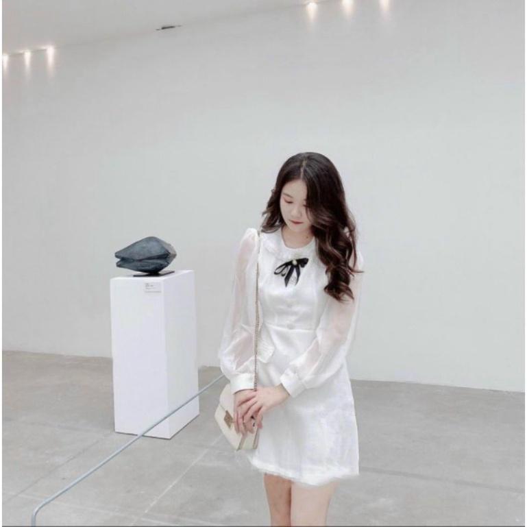 Váy tay bồng tag nơ cổ tay xốp dài ivy.fashion đi biển dự tiệc dạo phố bigsize gợi cảm sexy