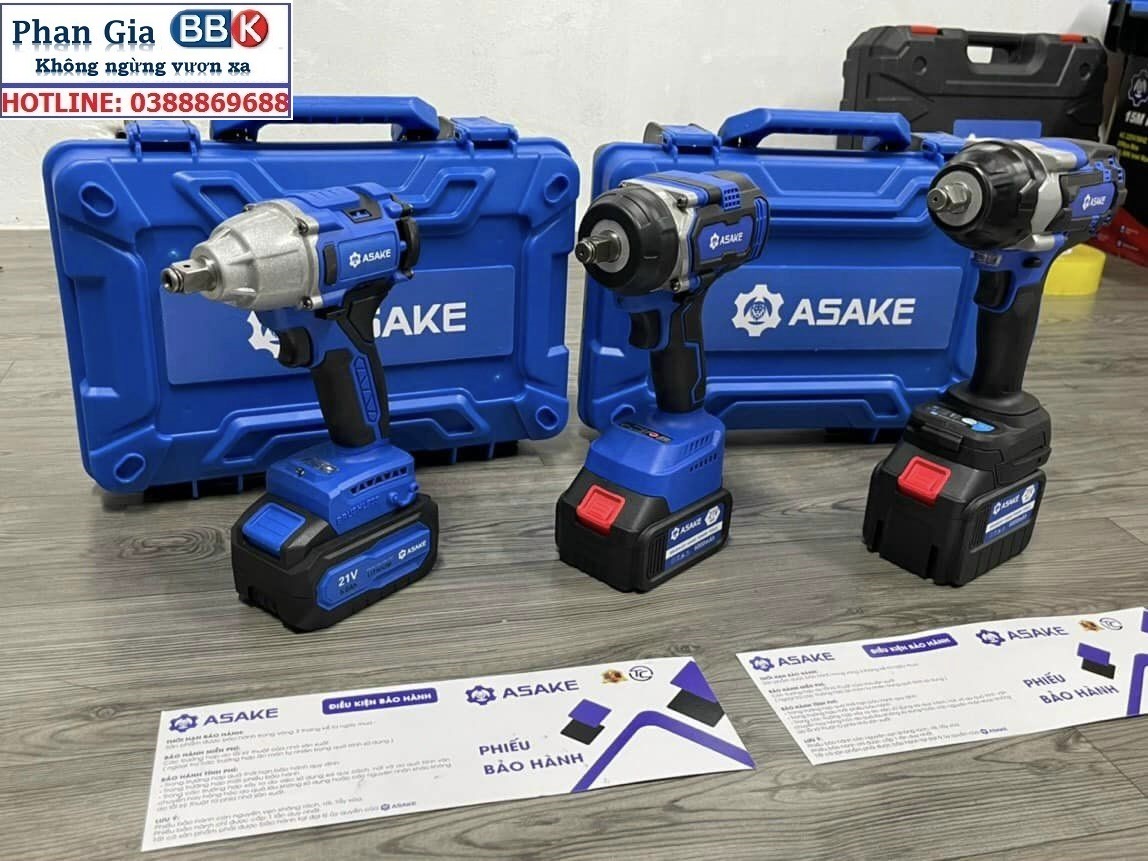 Máy Siết Bulong ASAKE 21V Lực Siết 380NM - Động Cơ Không Chổi Than Siêu Mạnh Mẽ, 100% Dây Đồng - Bảo Hành 12 Tháng