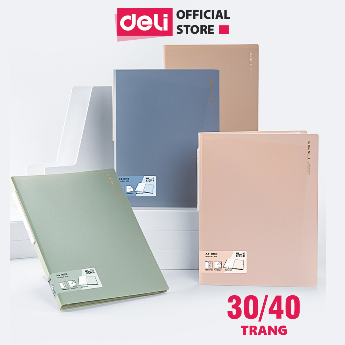 File lá A4 đựng tài liệu nhiều ngăn Nusign Deli - Tệp đựng tài liệu 30/40 lá chất liệu PP cao cấp tiện lợi nhiều màu sắc