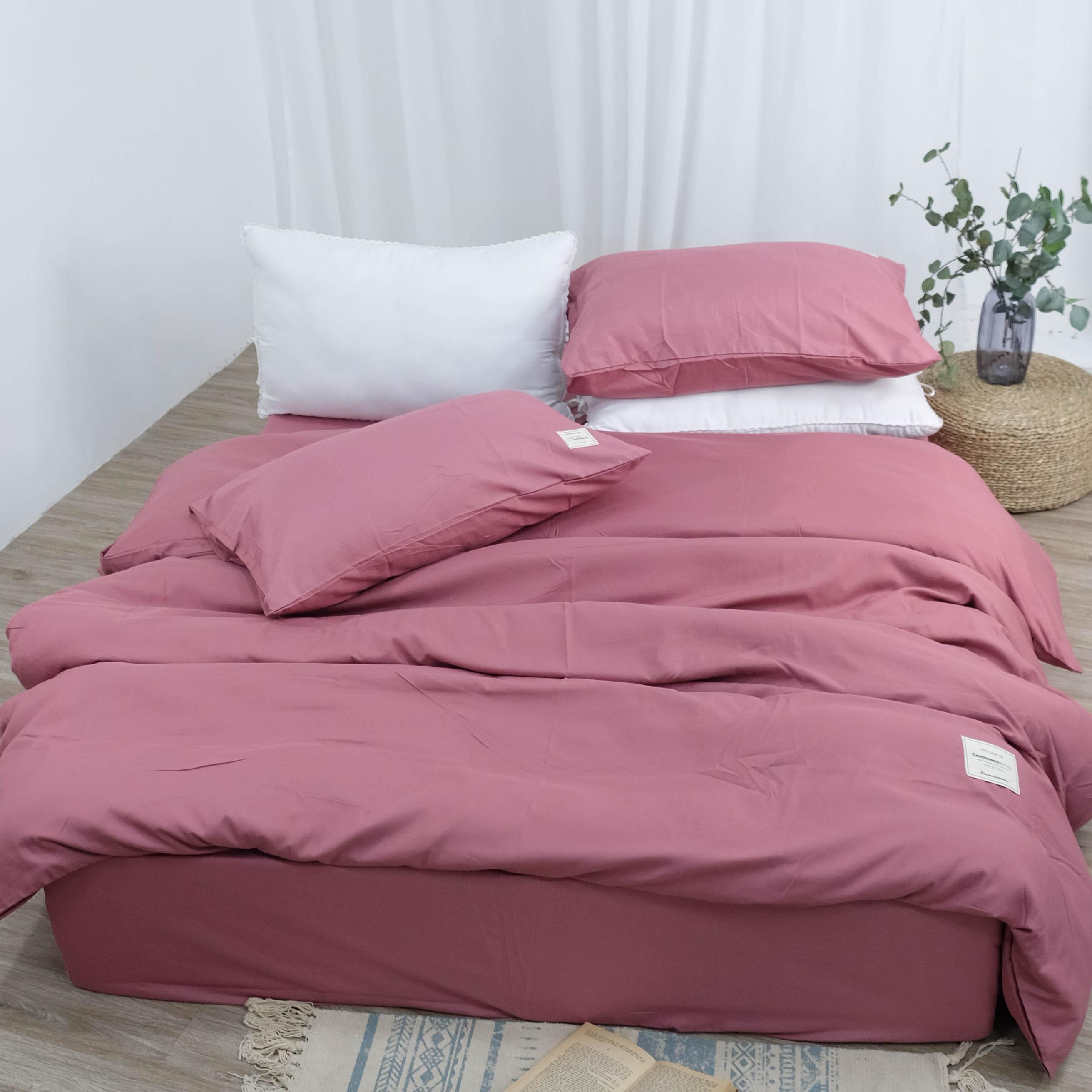 Bộ Chăn Ga Gối Cao Cấp Cotton TiCi Hồng Trơn