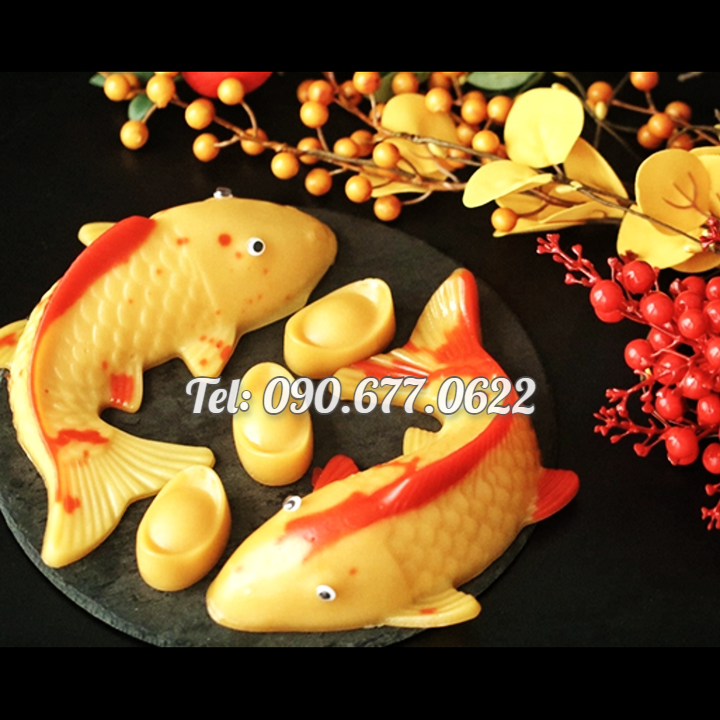 Khuôn 3 con cá chép làm bánh, rau câu, khuôn ép xôi, giò chả – Loại 25 cm - Mã số 1745