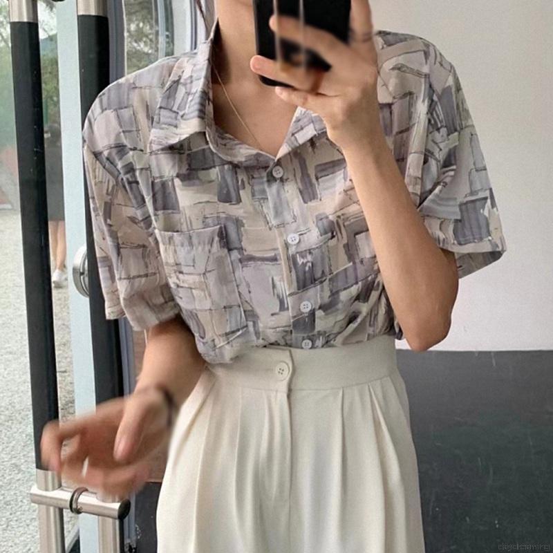 Áo Sơ Mi Voan Tay Ngắn Thời Trang Dành Cho Nữ