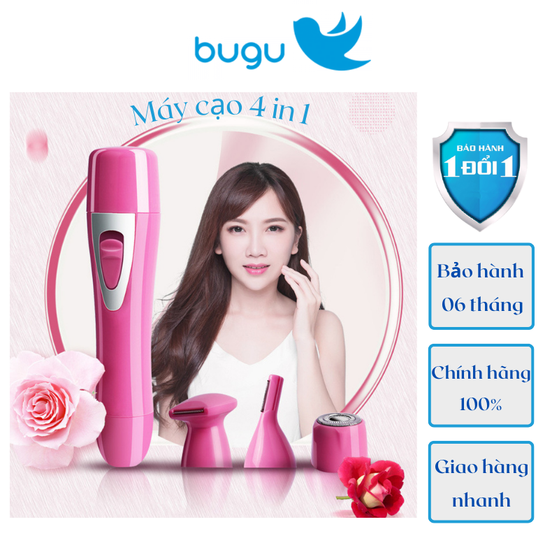 Máy Cạo Lông Toàn Thân Đa Năng Bugu BZ-3563B 4 In 1 Cạo Lông Mày Vùng Kín Mặt Nách Chân Tay Tỉa Lông Mũi - Hàng Chính Hãng