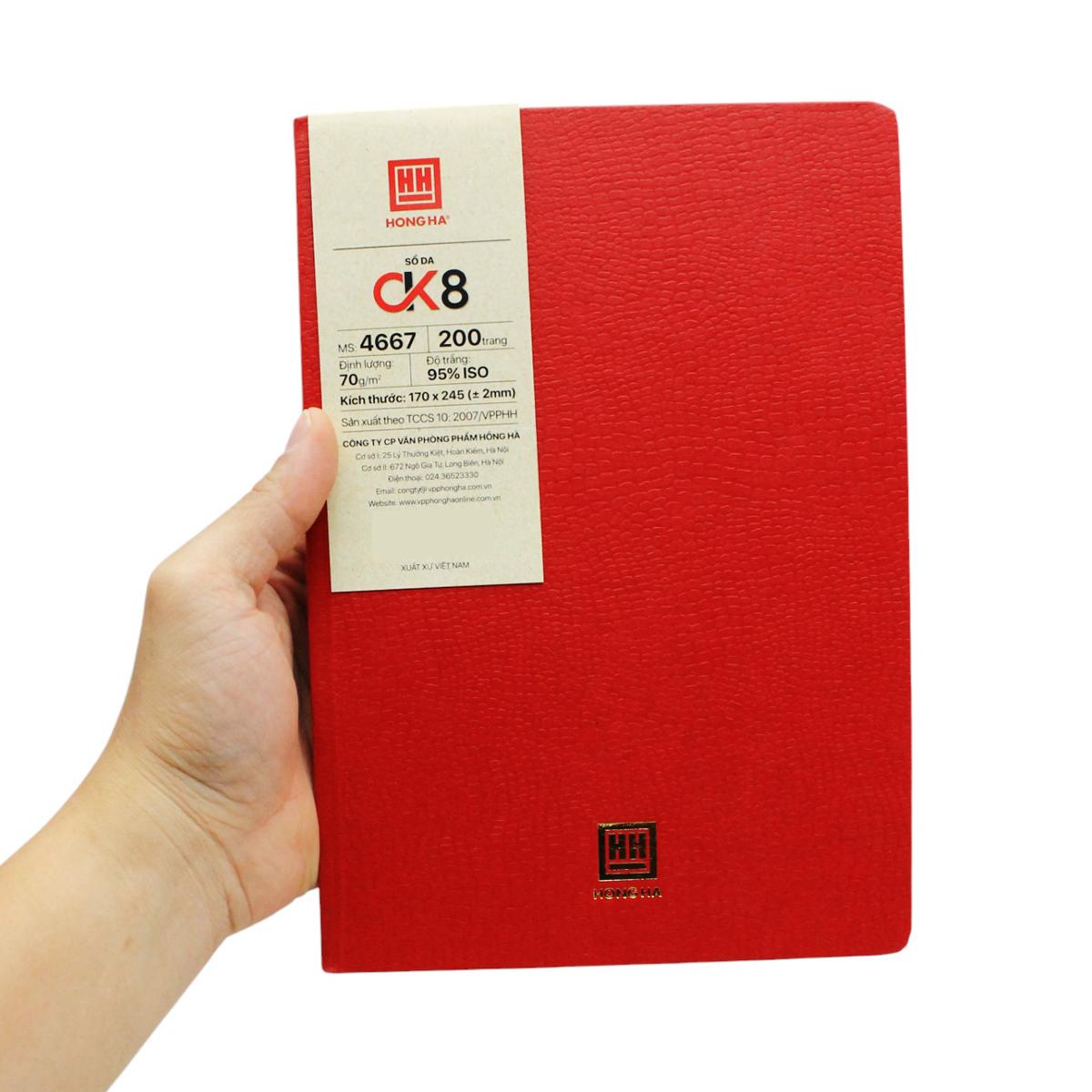Sổ Da CK8 - 200 Trang 70gsm - Hồng Hà 4667 - Màu Đỏ