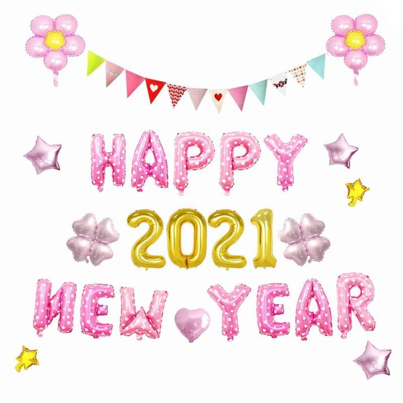 Set bóng chữ Happy New Year đủ phụ kiện