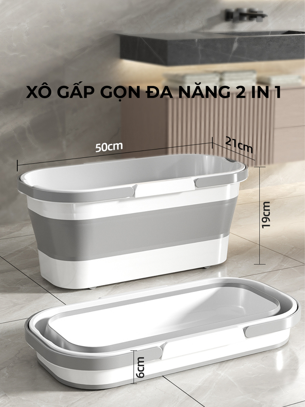 Chậu Gấp Gọn Tiện Lợi Giặt Cây Lau Nhà Chùi Kính Xô Đựng Nước Gấp Gọn Đa Năng Có Bánh Xe Dung Tích 12L