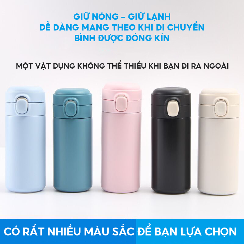 Bình Giữ Nhiệt Inox 304 Dung Tích 400ml Màu Pastel Bật Nắp Dùng Nước Ngay Tiện Lợi Giá Rẻ