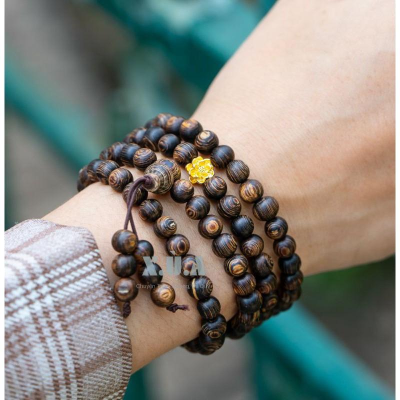 Vòng Tay Trầm Hương Sánh Chìm 108 Hạt Mix Charm Loại 8ly cực đẹp