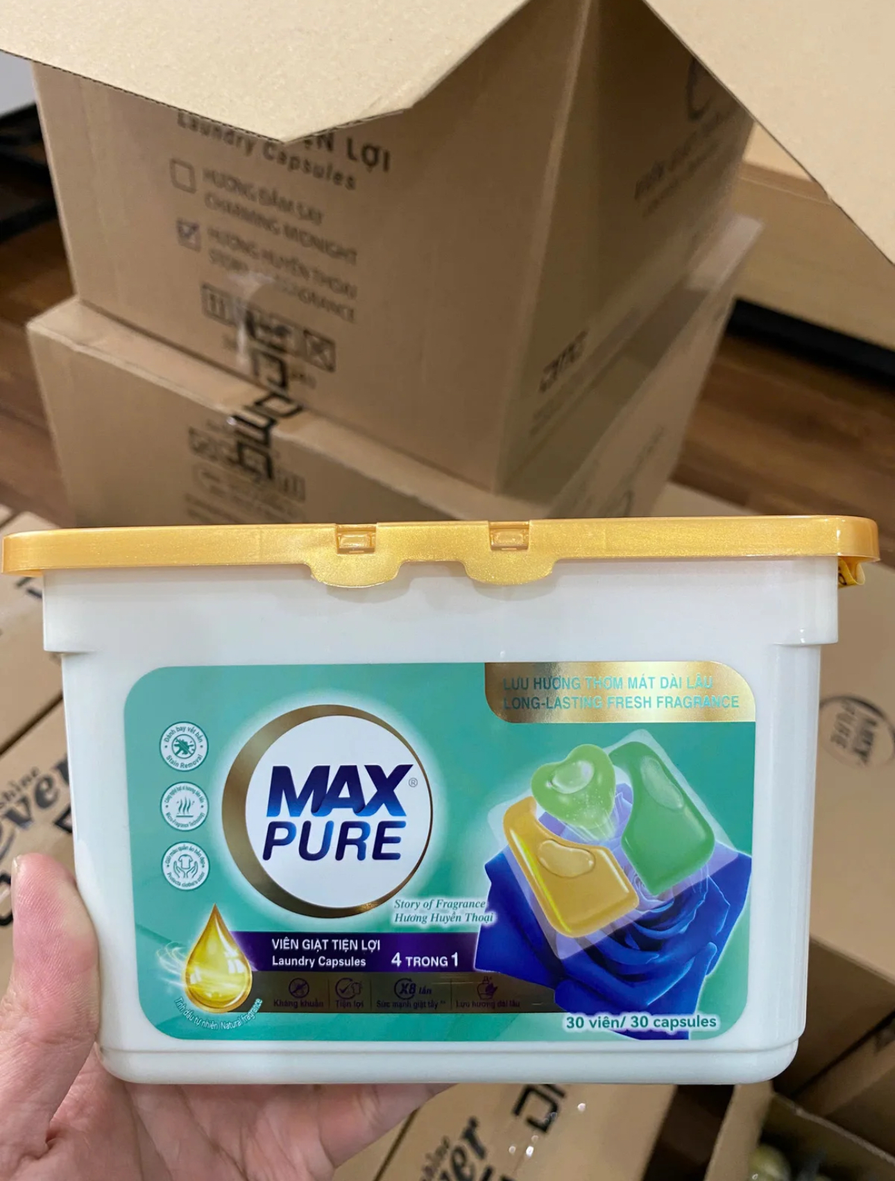 Hộp 30 viên giặt tiện lợi MaxPure 4in1- TẶNG 1 vỉ viên treo bồn cầu