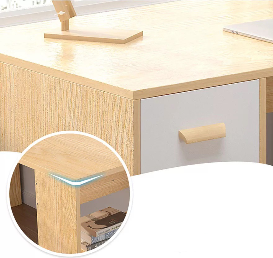 Bàn Làm Việc Gỗ Kiểu Dáng Nhỏ Gọn Kèm 2 Kệ Sách Thiết Kế Độc Đáo